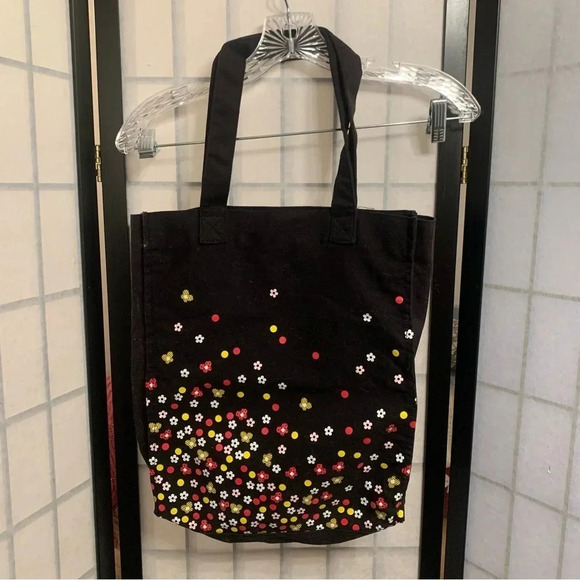 Marc Jacobs Fragrances Floral Cosmetic Tote Fabric Bag Black - Picture 2 of 8